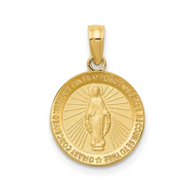 10k Real Solid Yellow Gold Miraculous Mary Charm Pendant, 13mm