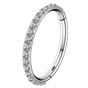 14G Stainless Steel Hinged Segment CZ Ring Conch Hoop