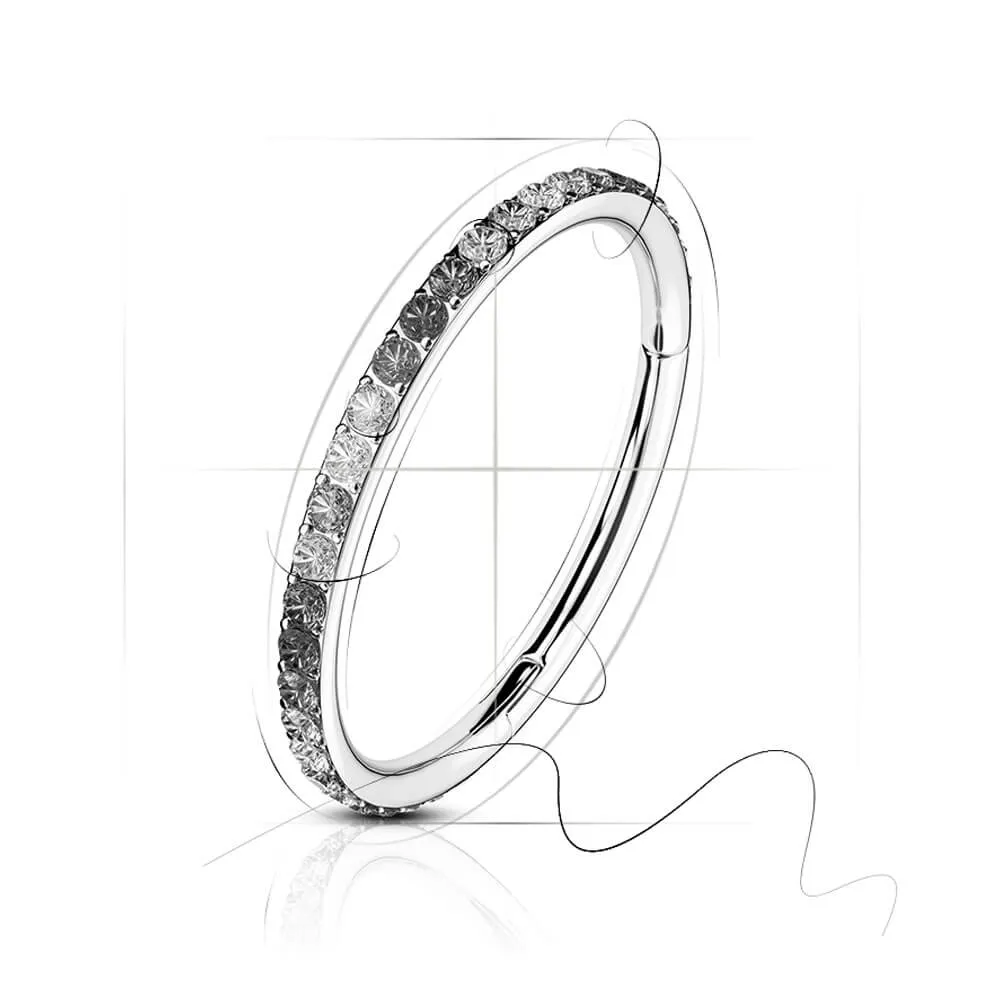 14G Stainless Steel Hinged Segment CZ Ring Conch Hoop