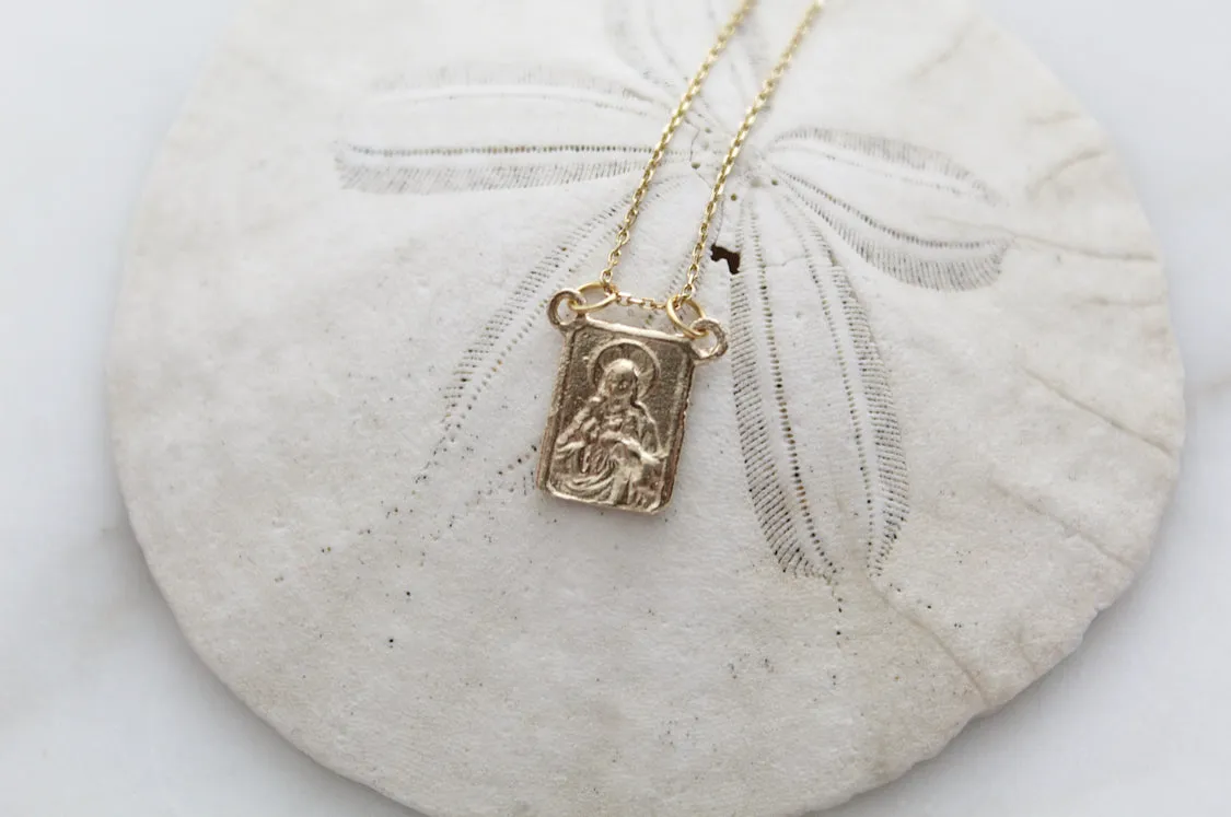 14k Gold Scapular Necklace