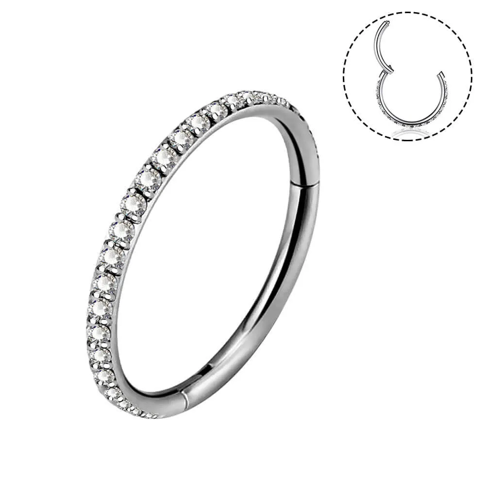 18G Clear CZ Titanium Nose Hoop Segment Cartilage Hoop Earrings