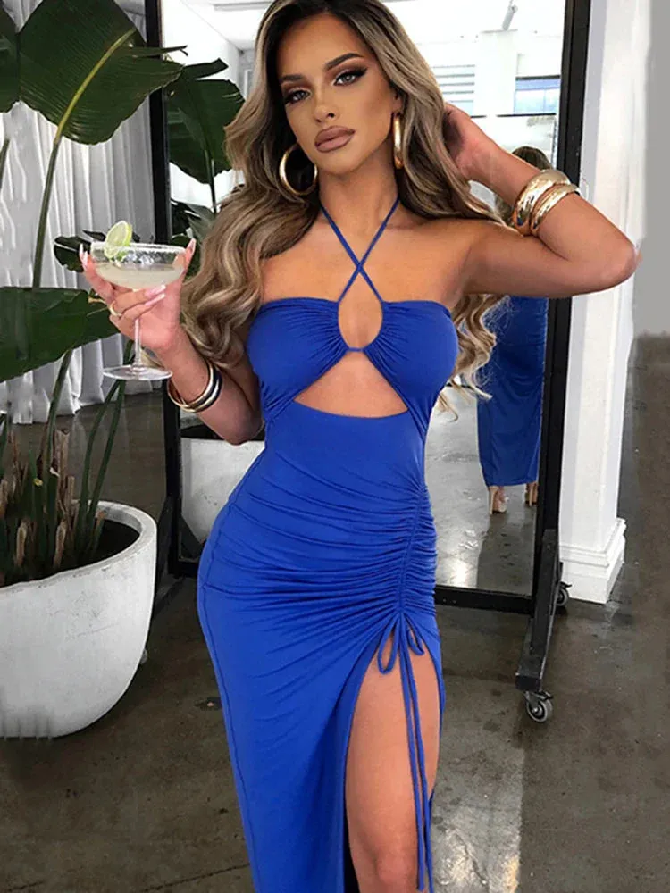 2024 Hot Summer Sexy Sleeveless Cut Out Club Party Vestido Midi Dress