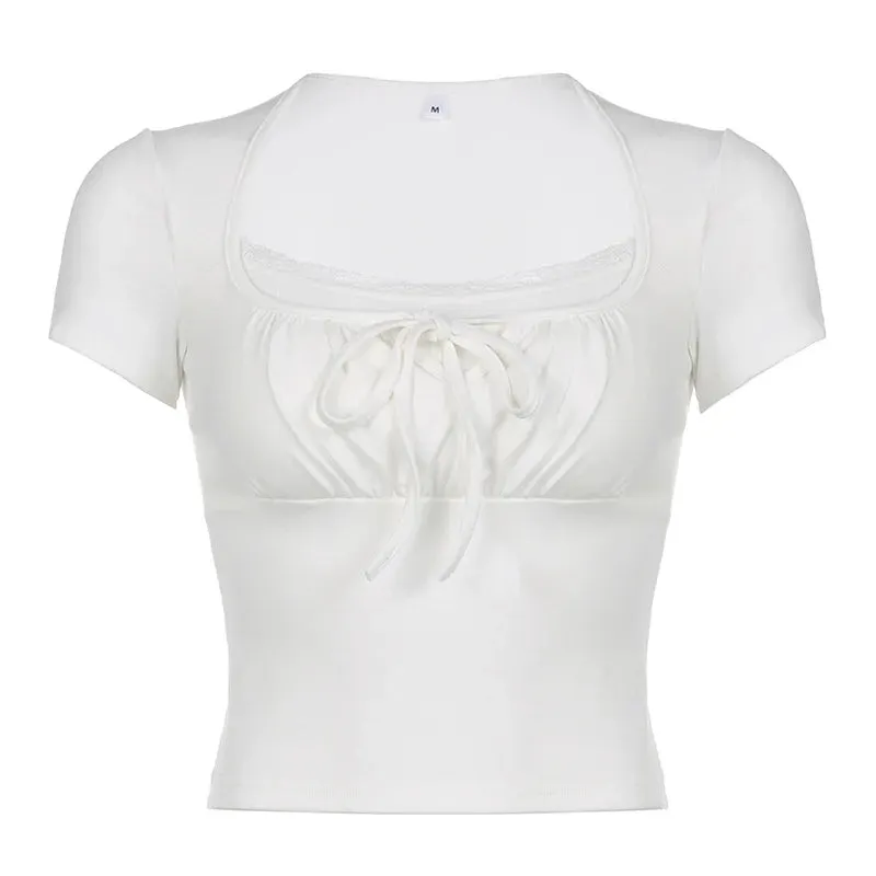 2024 Hot Summer Skinny Tees for Ladies with Folds