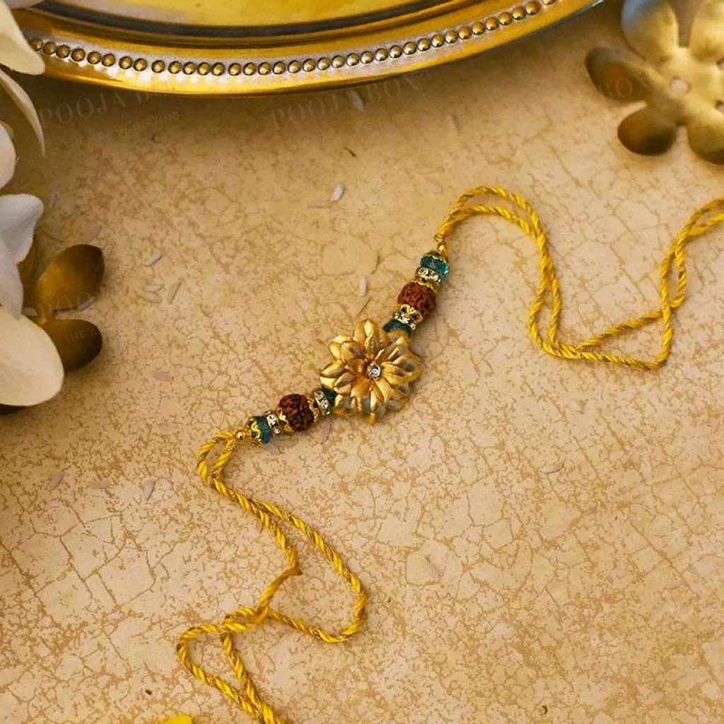 24K Gold Foil Floral Rudraksh Rakhi