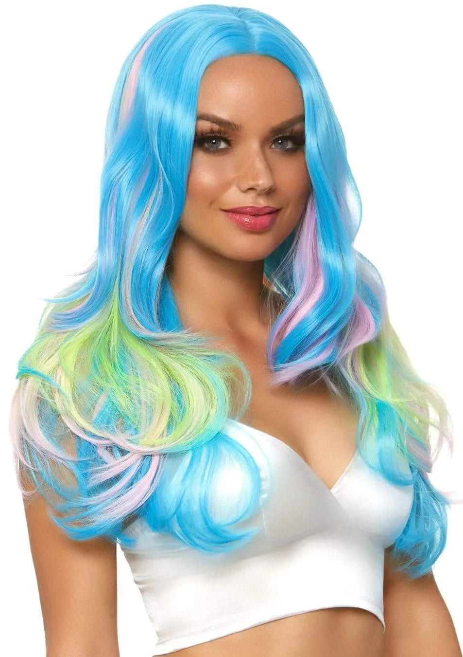 27" Mystic Hue Multi Color Wavy Long Wig