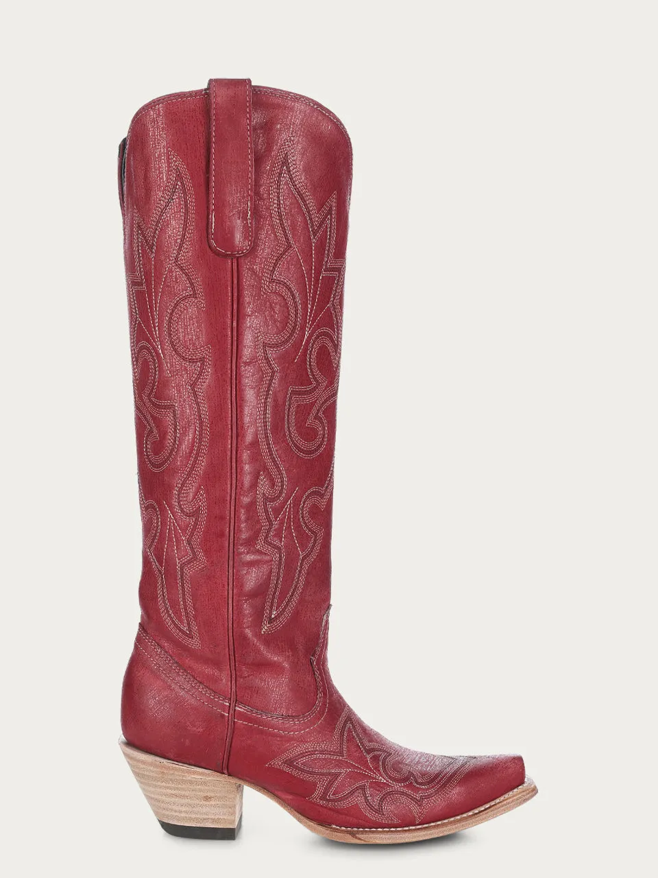 A4465 - WOMEN'S EMBROIDERY TALL TOP RED SNIP TOE COWBOY BOOT