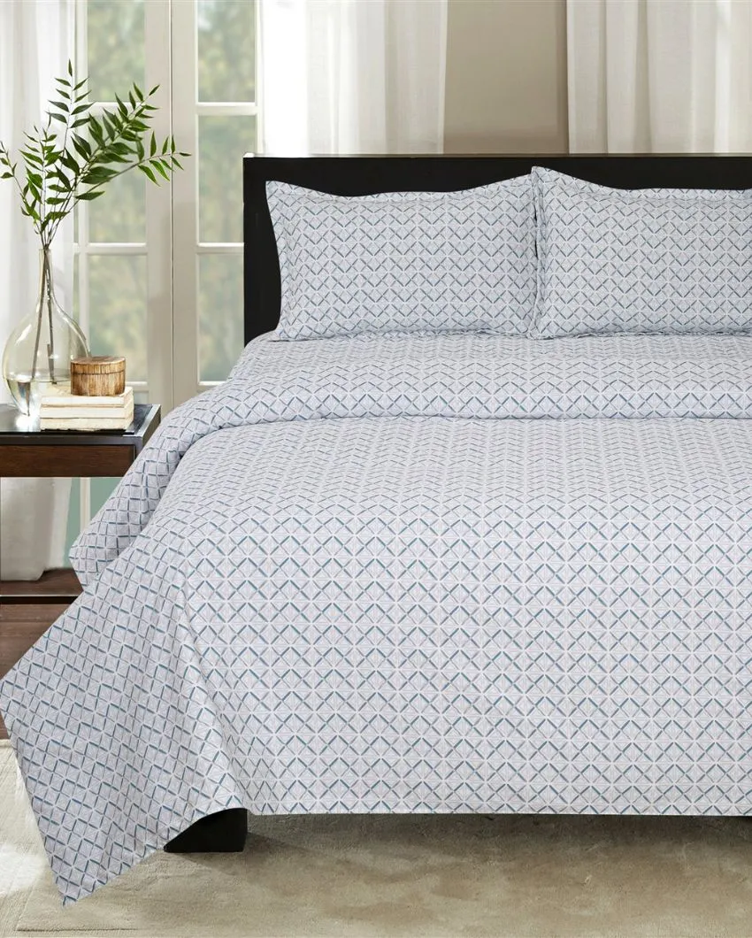 Adriana Cotton Fitted Double Bedsheet with 2 Pillow Covers | Double Fitted Size | 72 x 78 Inches