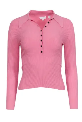 A.L.C. - Pink Ribbed Knit Polo Top Sz XS