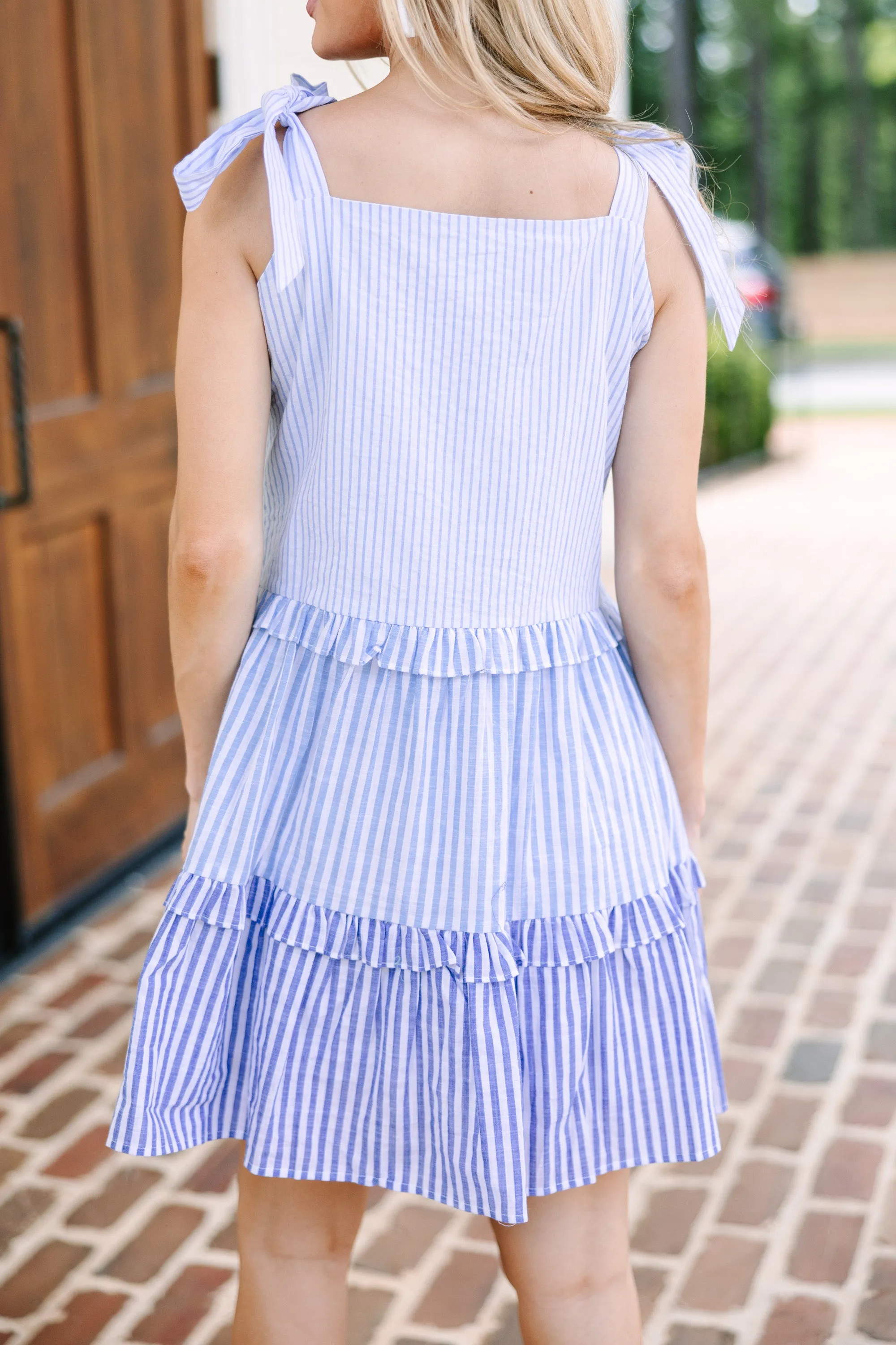 All The Good Light Blue Colorblock Dress