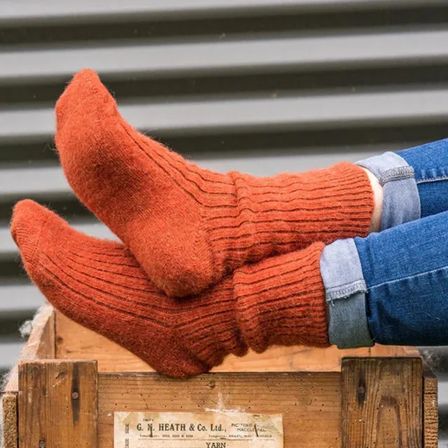 Alpaca Blend Health Socks - Terracotta