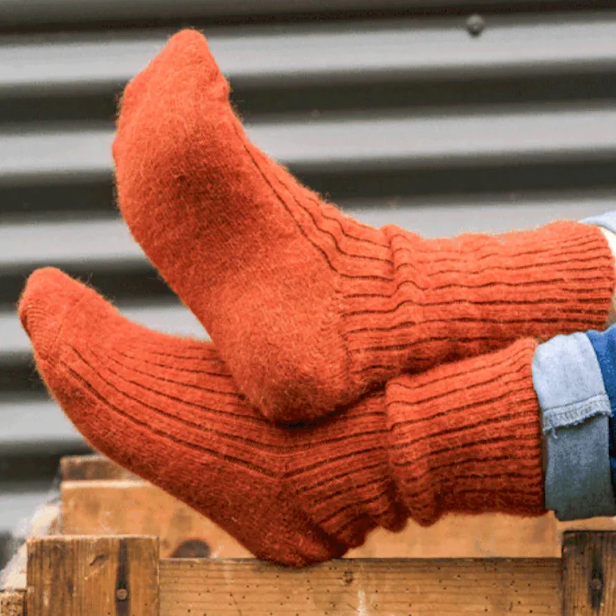 Alpaca Blend Health Socks - Terracotta