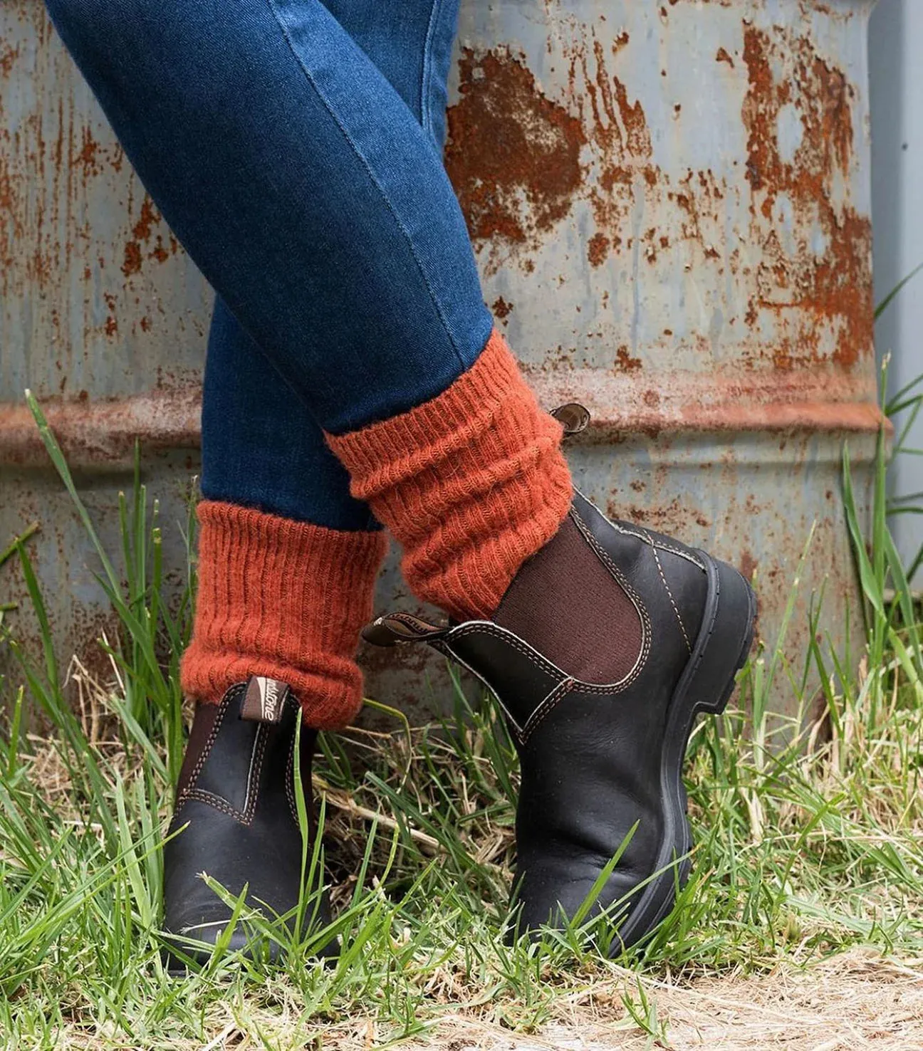 Alpaca Blend Health Socks - Terracotta