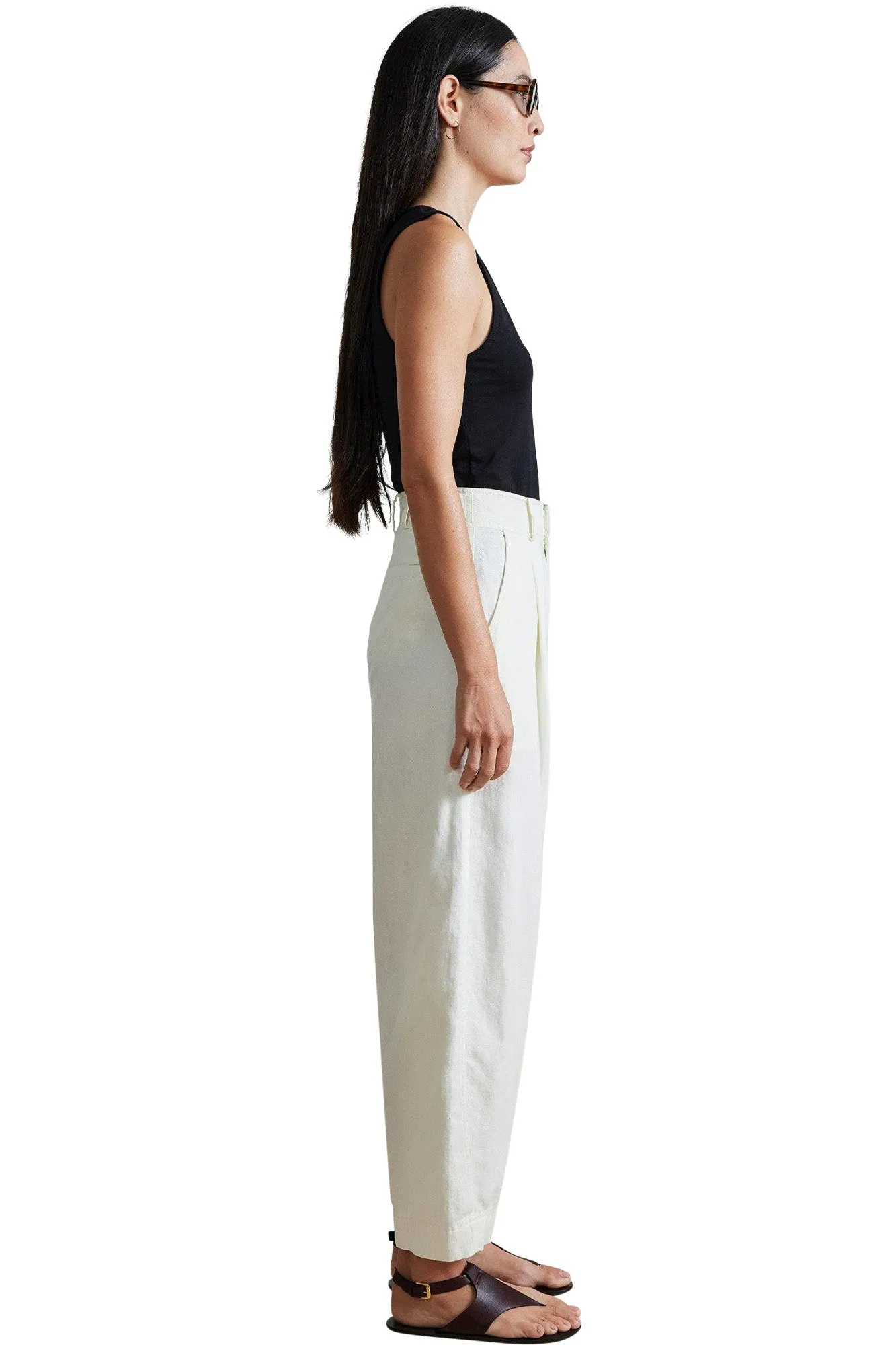 Apiece Apart Bari Crop Trousers in Cream