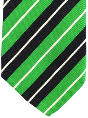 Attolini Unlined Silk Tie Green Regimental Stripes SALE