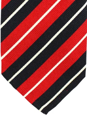 Attolini Unlined Tie Red Black Regimental Stripes SALE