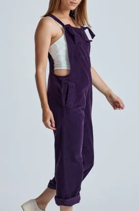 Aubergine Babycord Mary-Lou Pocket Dungaree - GOTS Certified Organic Cotton and Elastane