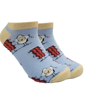 Bacon and Eggs Ankle Socks (Adult Large - Men's Shoe Sizes 8-12)