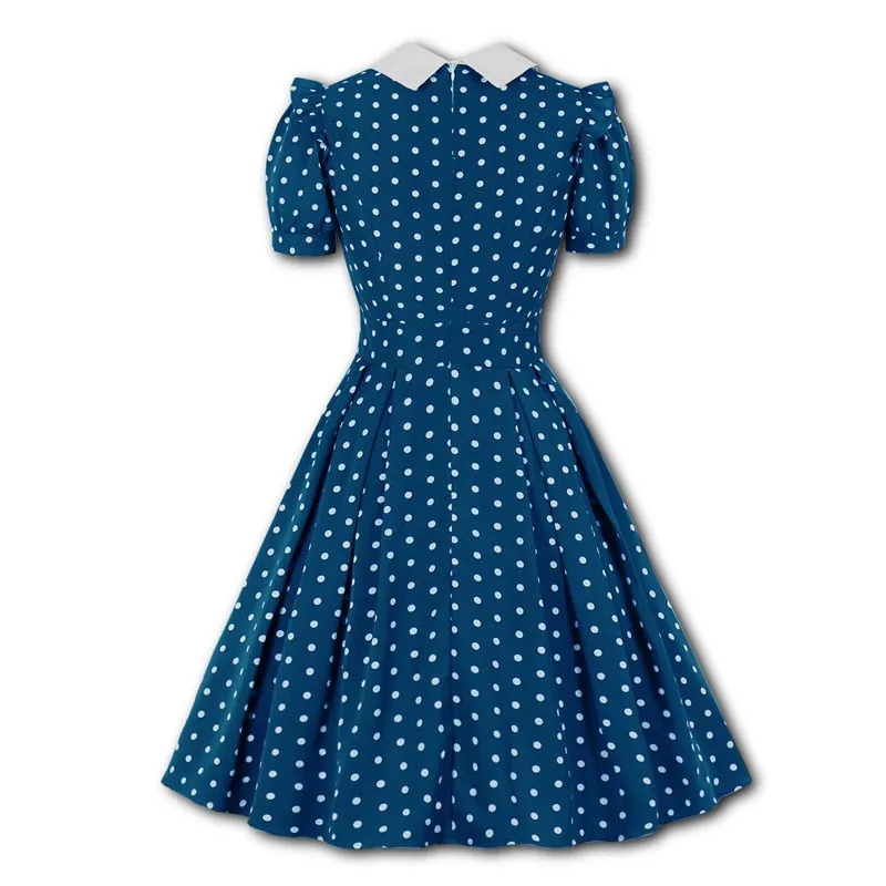 BerriesJam - 2024 Polka Dot Robe Short Sleeve Elegant Summer Pleated Dress