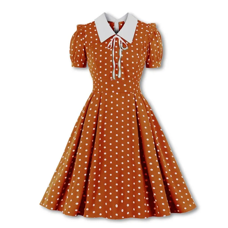 BerriesJam - 2024 Polka Dot Robe Short Sleeve Elegant Summer Pleated Dress