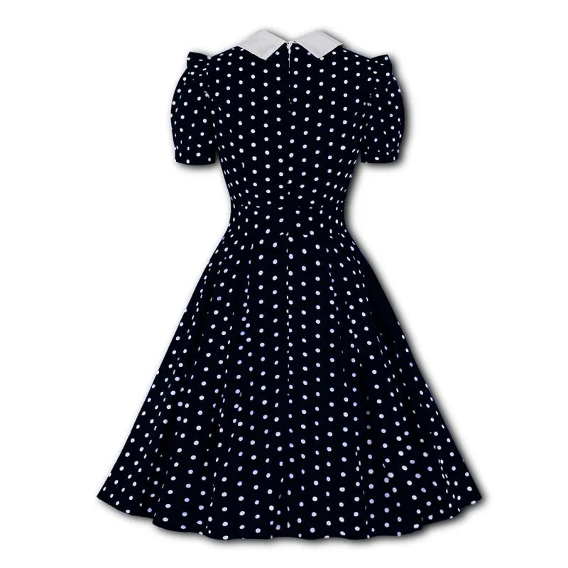 BerriesJam - 2024 Polka Dot Robe Short Sleeve Elegant Summer Pleated Dress