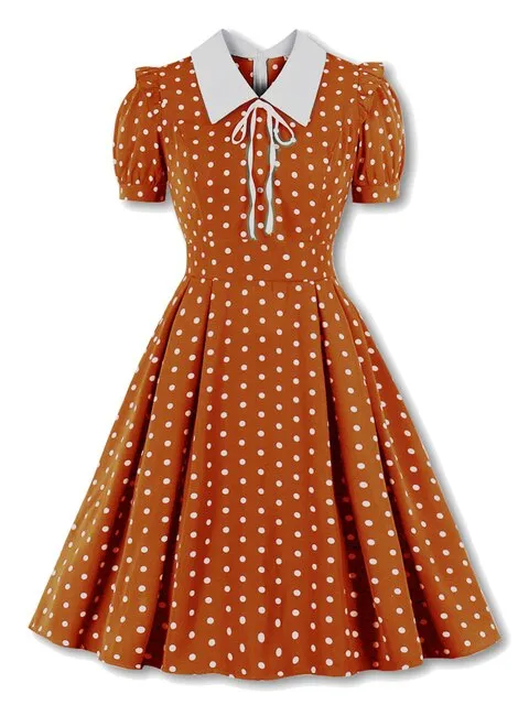 BerriesJam - 2024 Polka Dot Robe Short Sleeve Elegant Summer Pleated Dress