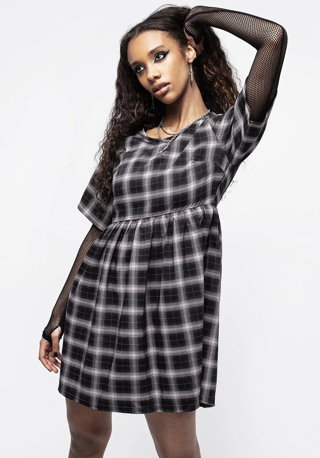 Billie Check Mini Smock Dress