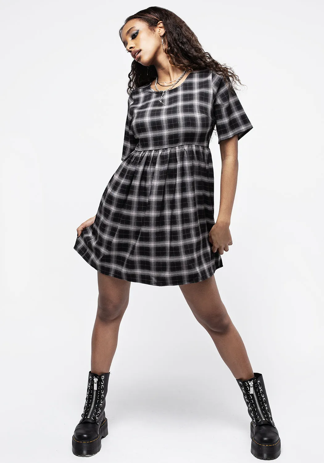 Billie Check Mini Smock Dress