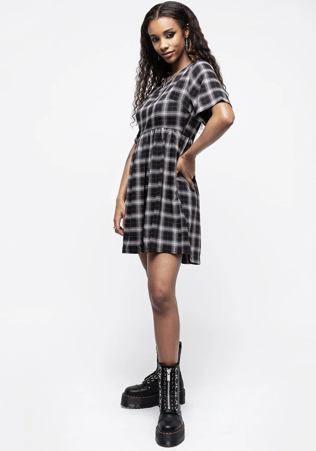 Billie Check Mini Smock Dress