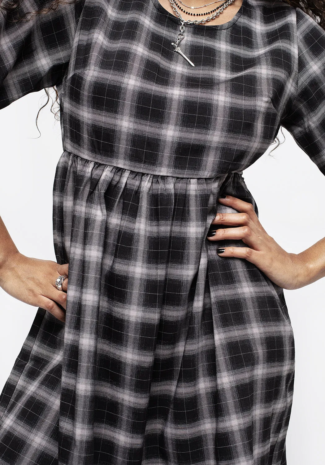 Billie Check Mini Smock Dress