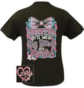 Bjaxx Lilly Paige Preppy Country Girls Wear Big Bows & Pearls Heart Southern Girlie Bright T Shirt