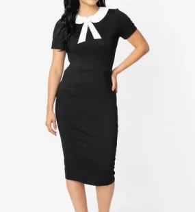 Black and White Collar Renata Pencil Dress