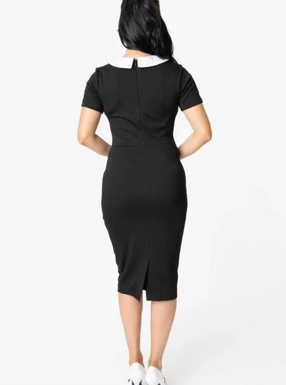 Black and White Collar Renata Pencil Dress