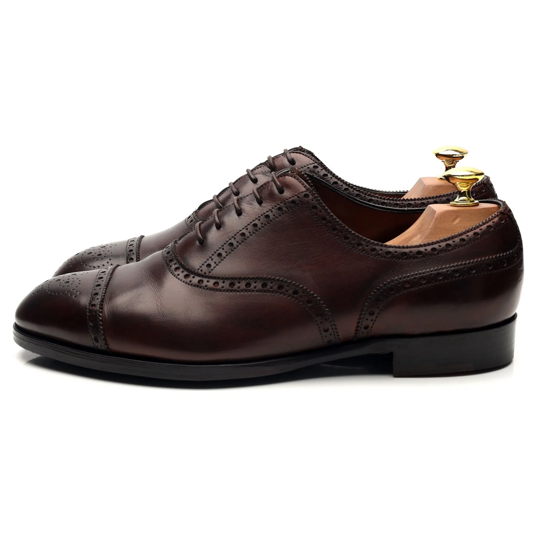 'Cadogan' Dark Brown Leather Oxford Semi Brogues UK 8.5 F