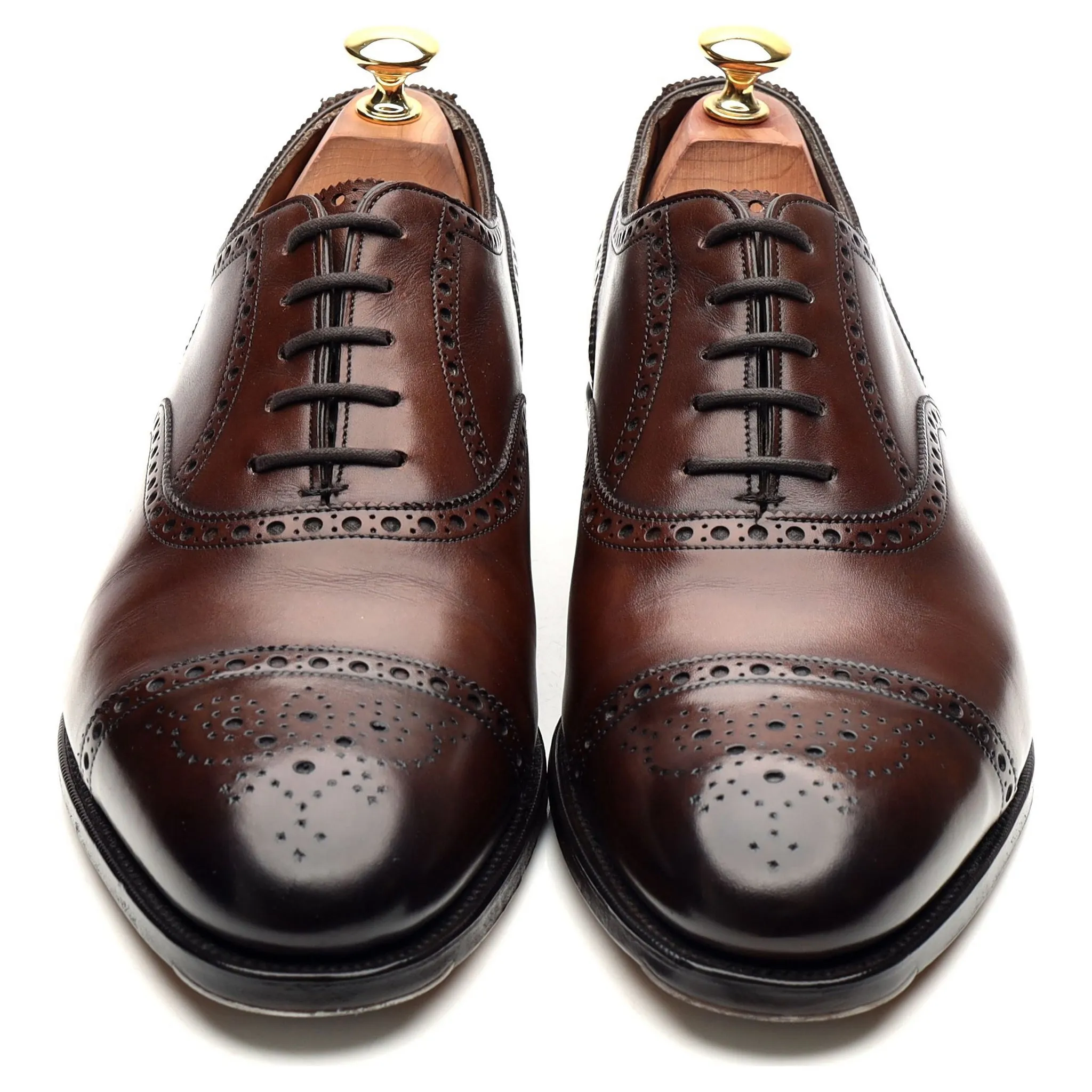 'Cadogan' Dark Brown Leather Oxford Semi Brogues UK 9 E