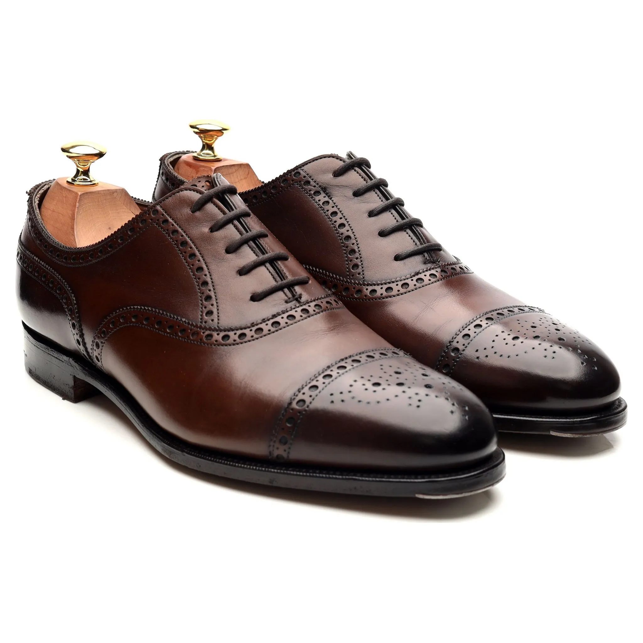 'Cadogan' Dark Brown Leather Oxford Semi Brogues UK 9 E