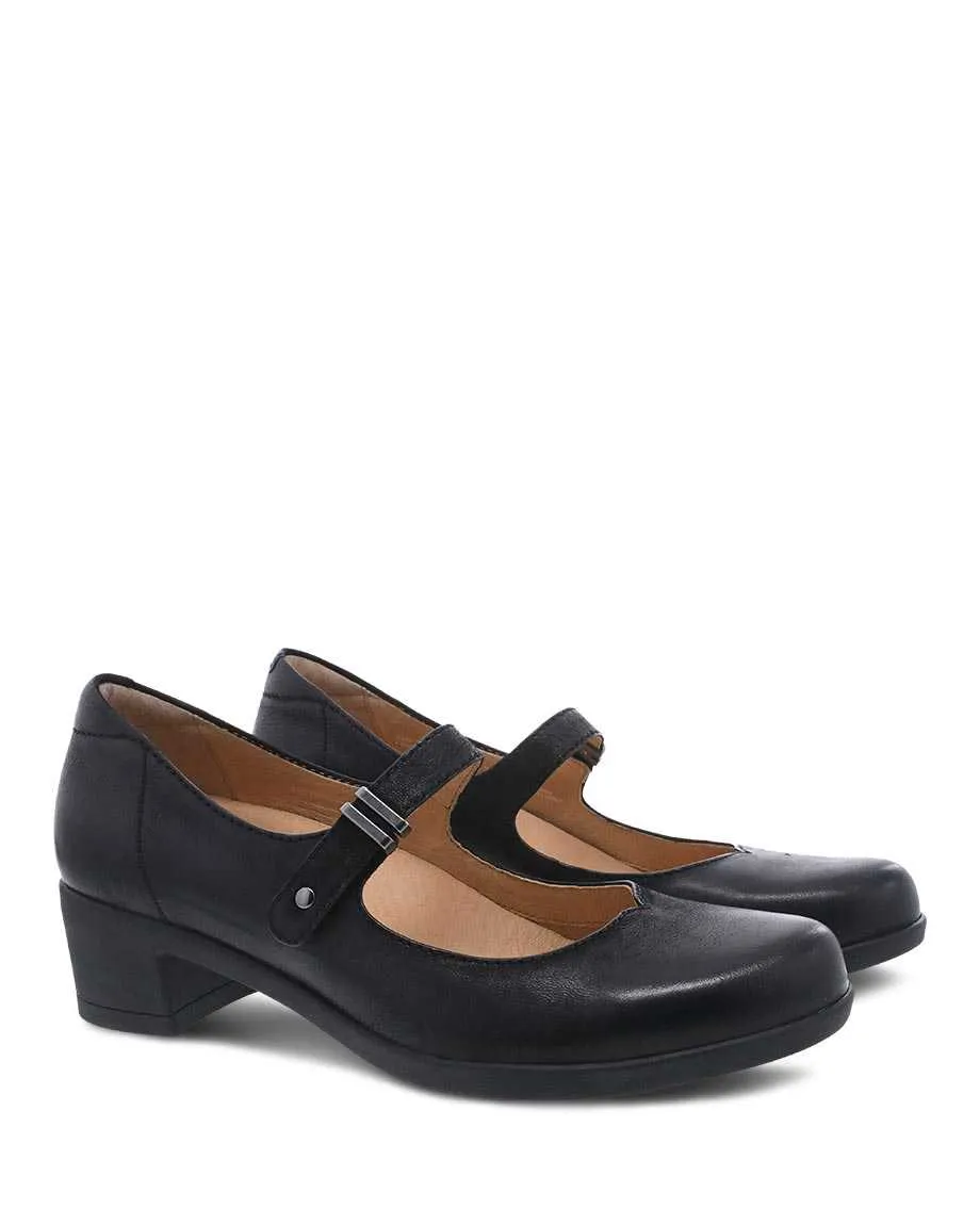 Callista Burnished Nubuck Mary Jane Heel in Black