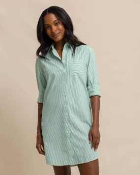 Cam Stripe Poplin Dress - Lawn Green