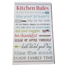 C&F Wooden Kitchen Rules Quote Plaque