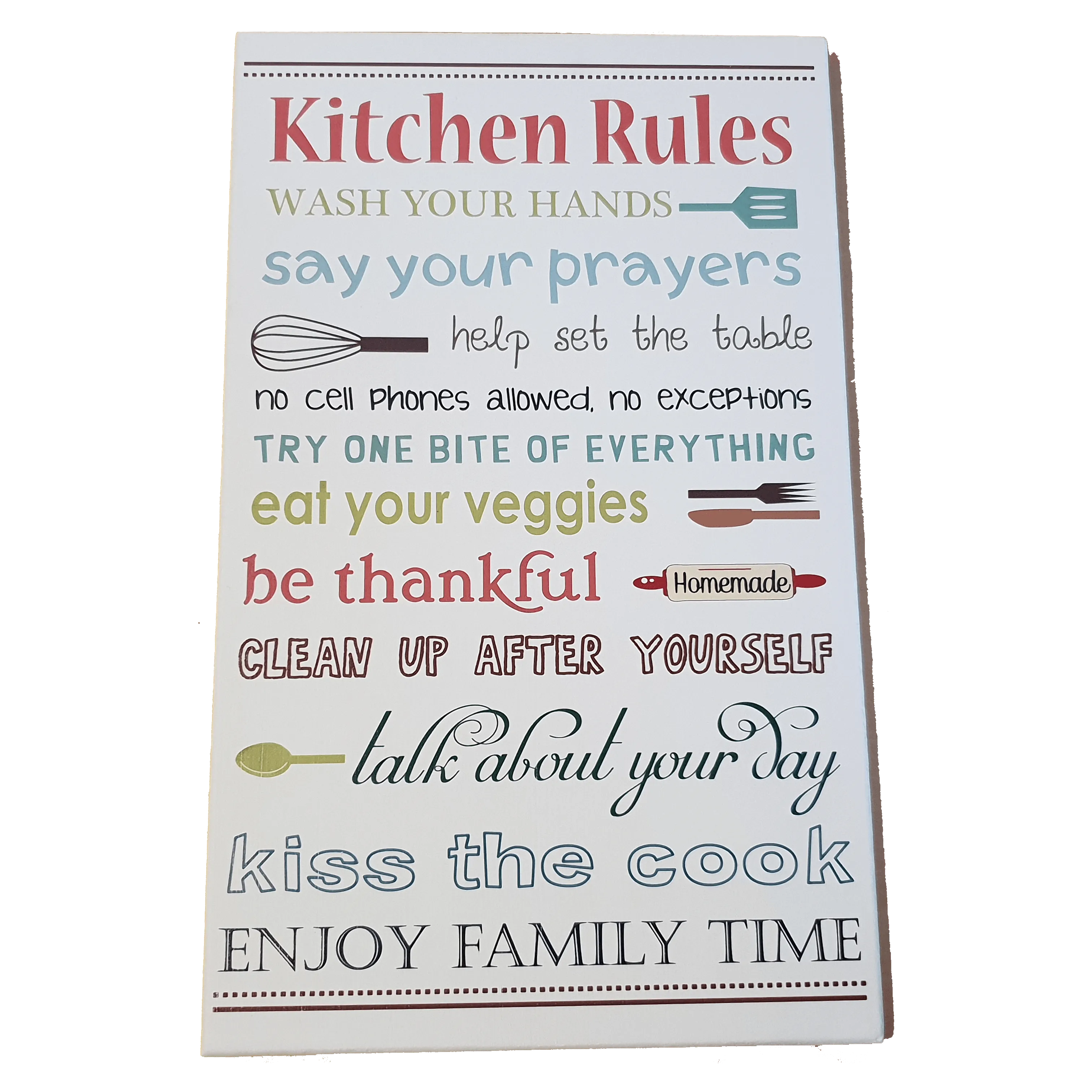 C&F Wooden Kitchen Rules Quote Plaque