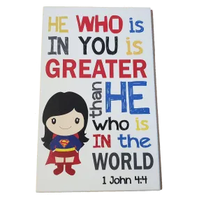 C&F Wooden Super Girl Quote Plaque