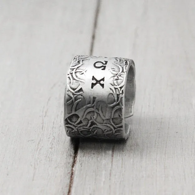 Chi Omega Floral Texture Ring