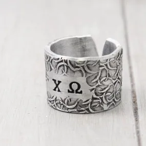 Chi Omega Floral Texture Ring