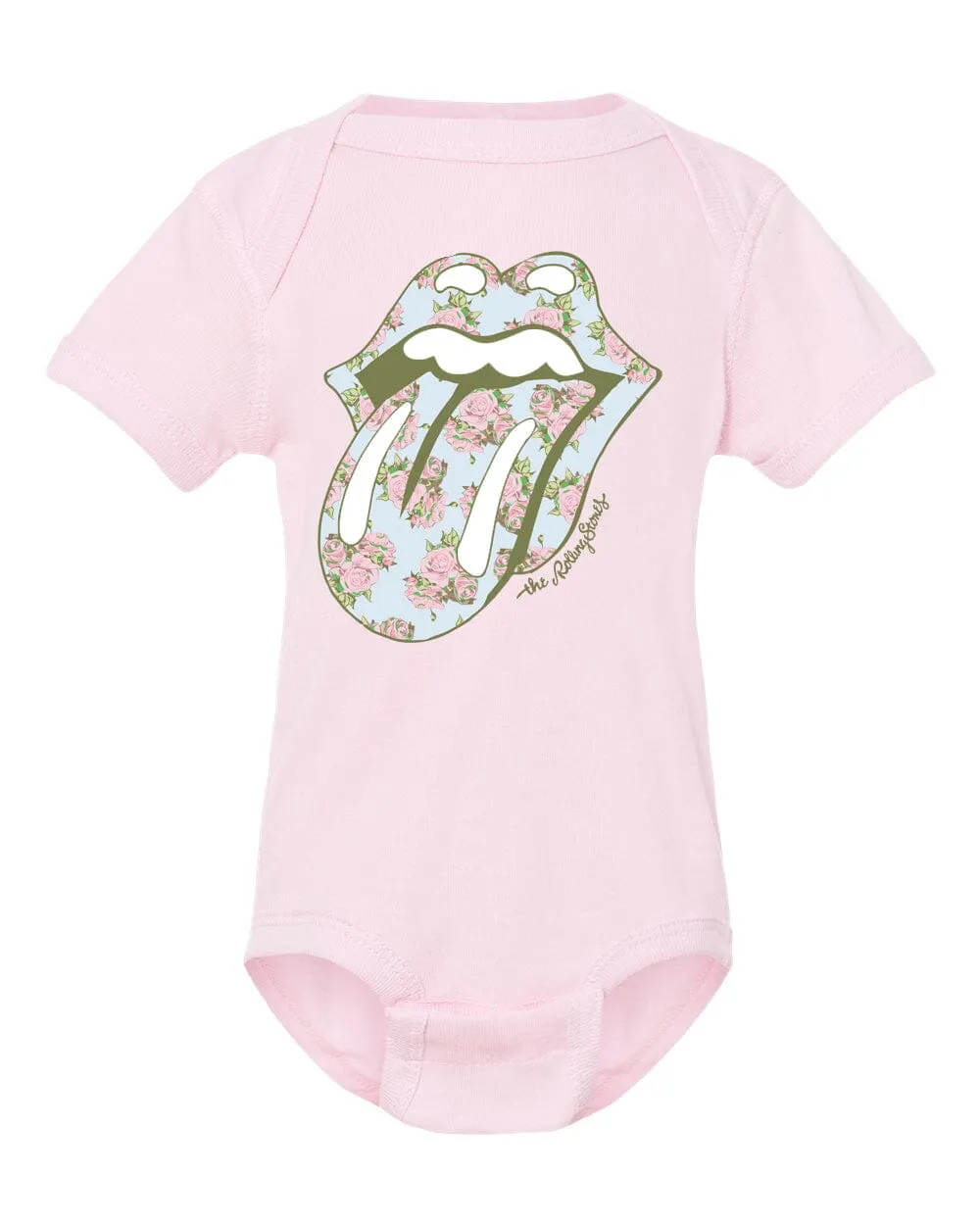 Children's Rolling Stones Floral Lick Pink Onesie