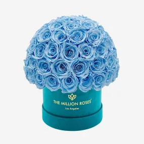 Classic Dark Green Suede Superdome Box | Light Blue Roses