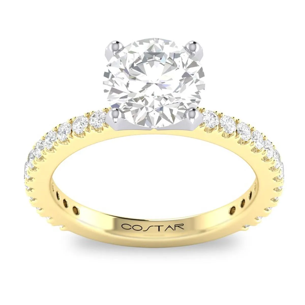 CLASSIC YELLOW GOLD ENGAGEMENT RING SETTING WITH 26 DIAMONDS, .30 CT TW