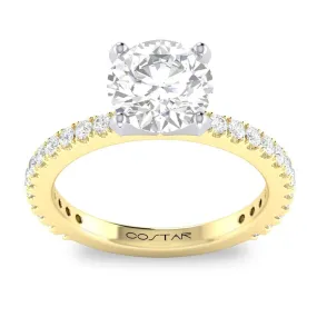 CLASSIC YELLOW GOLD ENGAGEMENT RING SETTING WITH 26 DIAMONDS, .30 CT TW