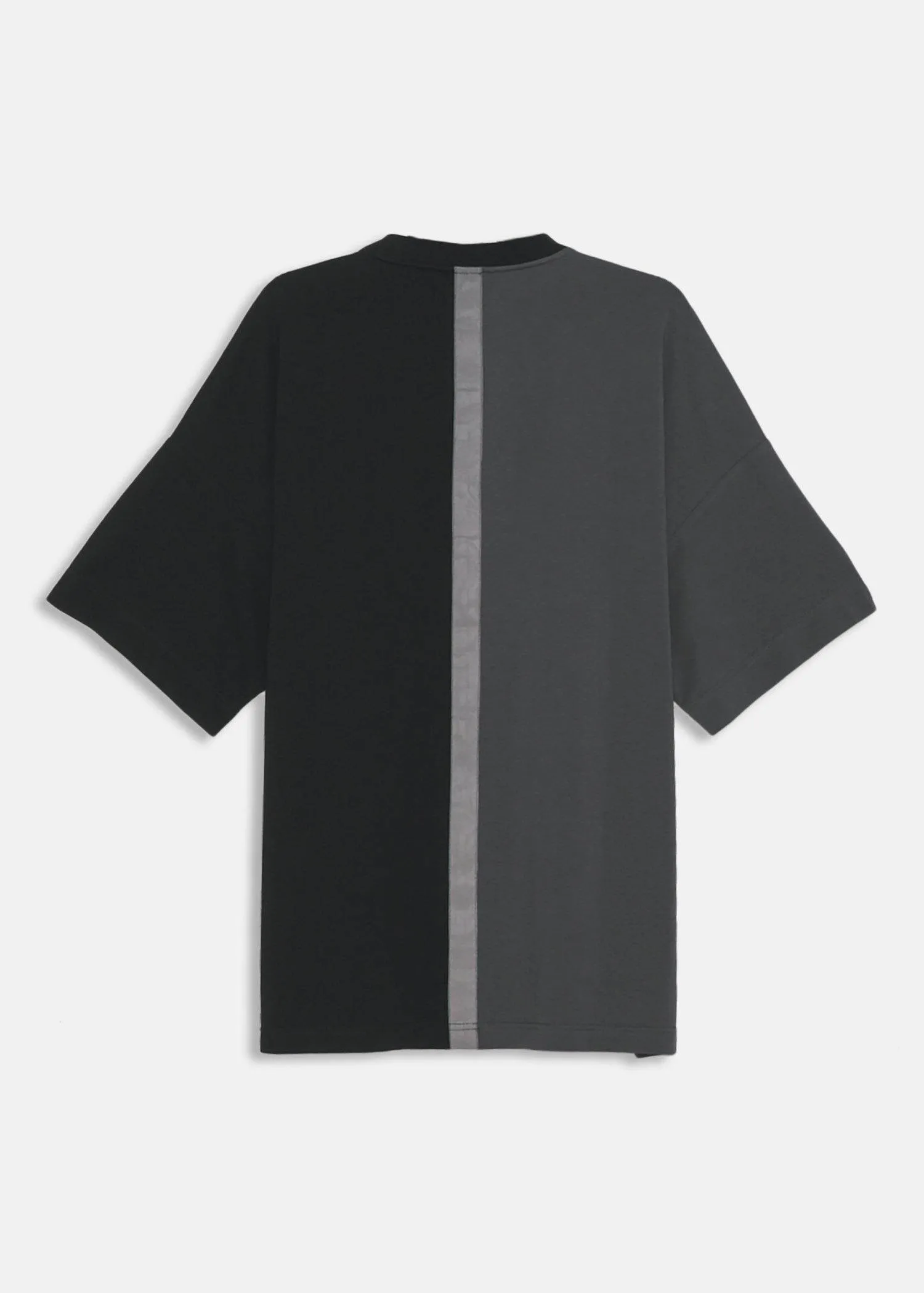 Color Blocked Oversize Tee with Reflective Tape in Black