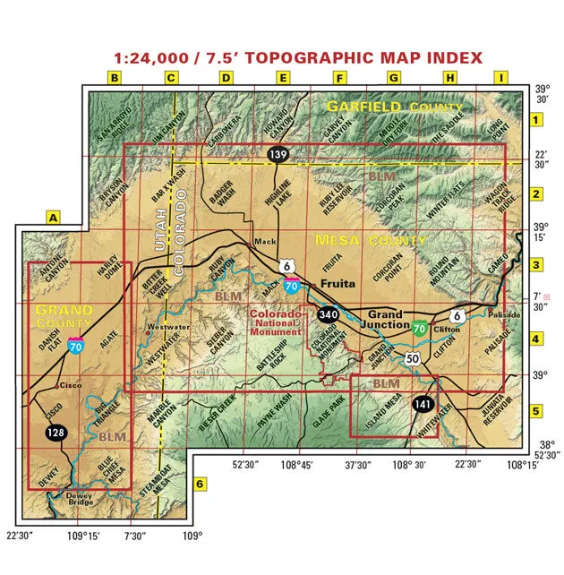 Colorado Fruita - Grand Junction - Trails and Recreation Topo Map | Latitude 40°