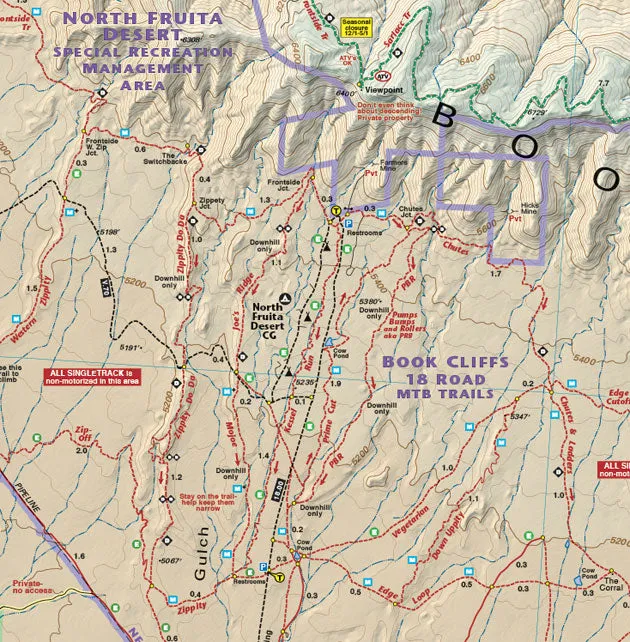 Colorado Fruita - Grand Junction - Trails and Recreation Topo Map | Latitude 40°