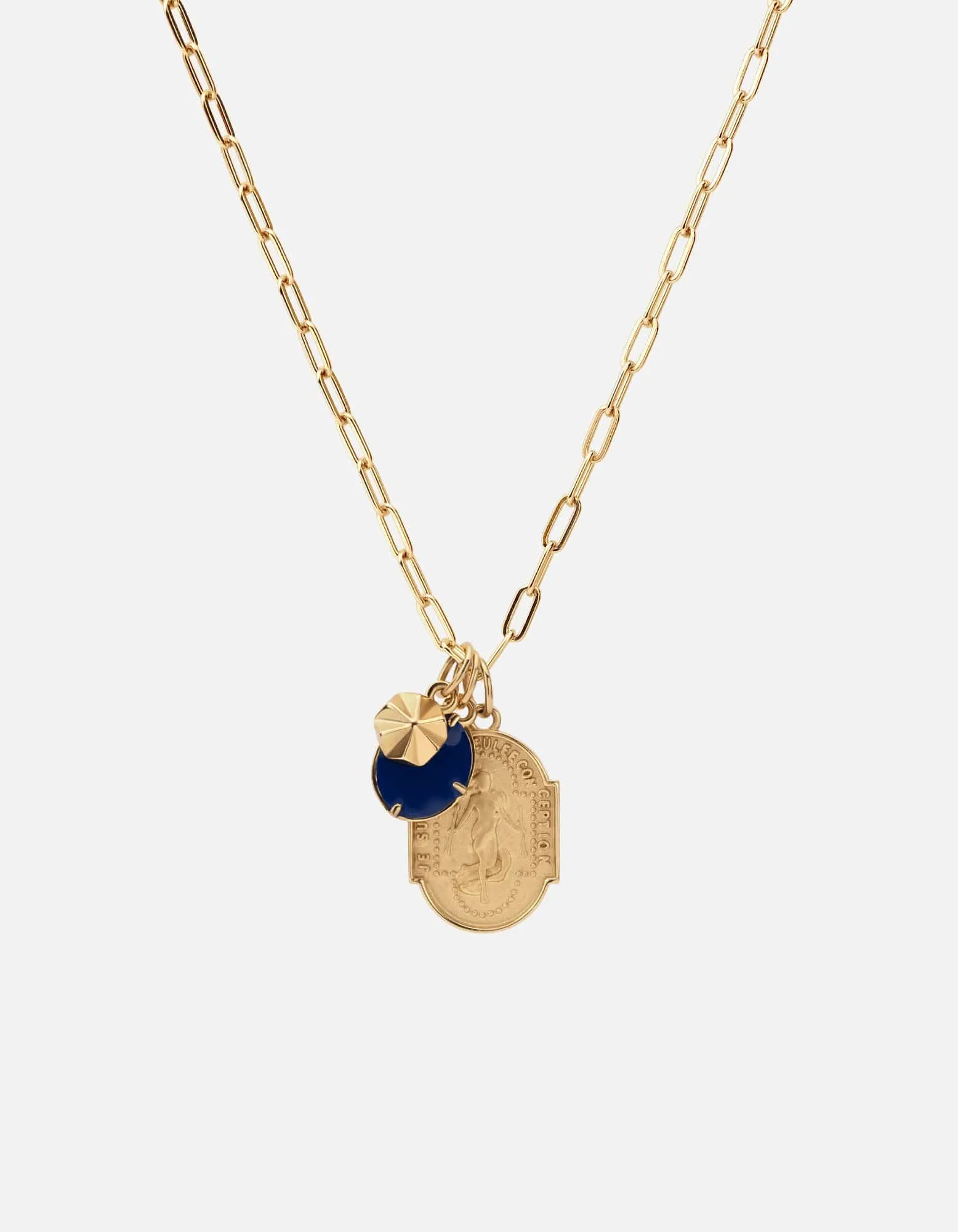 Conception Trilogy Cable Chain Necklace, Gold Vermeil/Blue